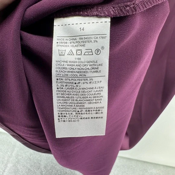 Banana Republic‎ Satin Collar Wrap Purple Midi Dress Size 14 NWT - Pinot Noir - Picture 9 of 15